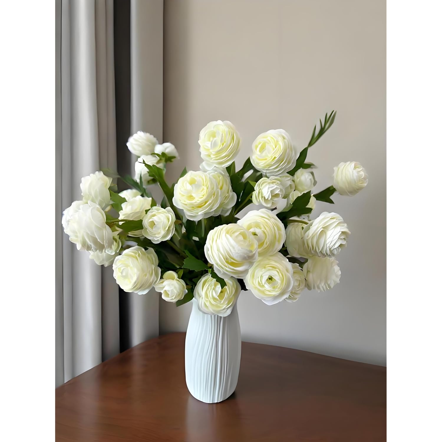 12Pcs Artificial Ranunculus Flowers – 36 Head 16.5" Silk Ranunculus Flowers Bouquets For Home Decor, Wedding Bridal Shower Centerpieces, And Diy Floral Arrangements (White)