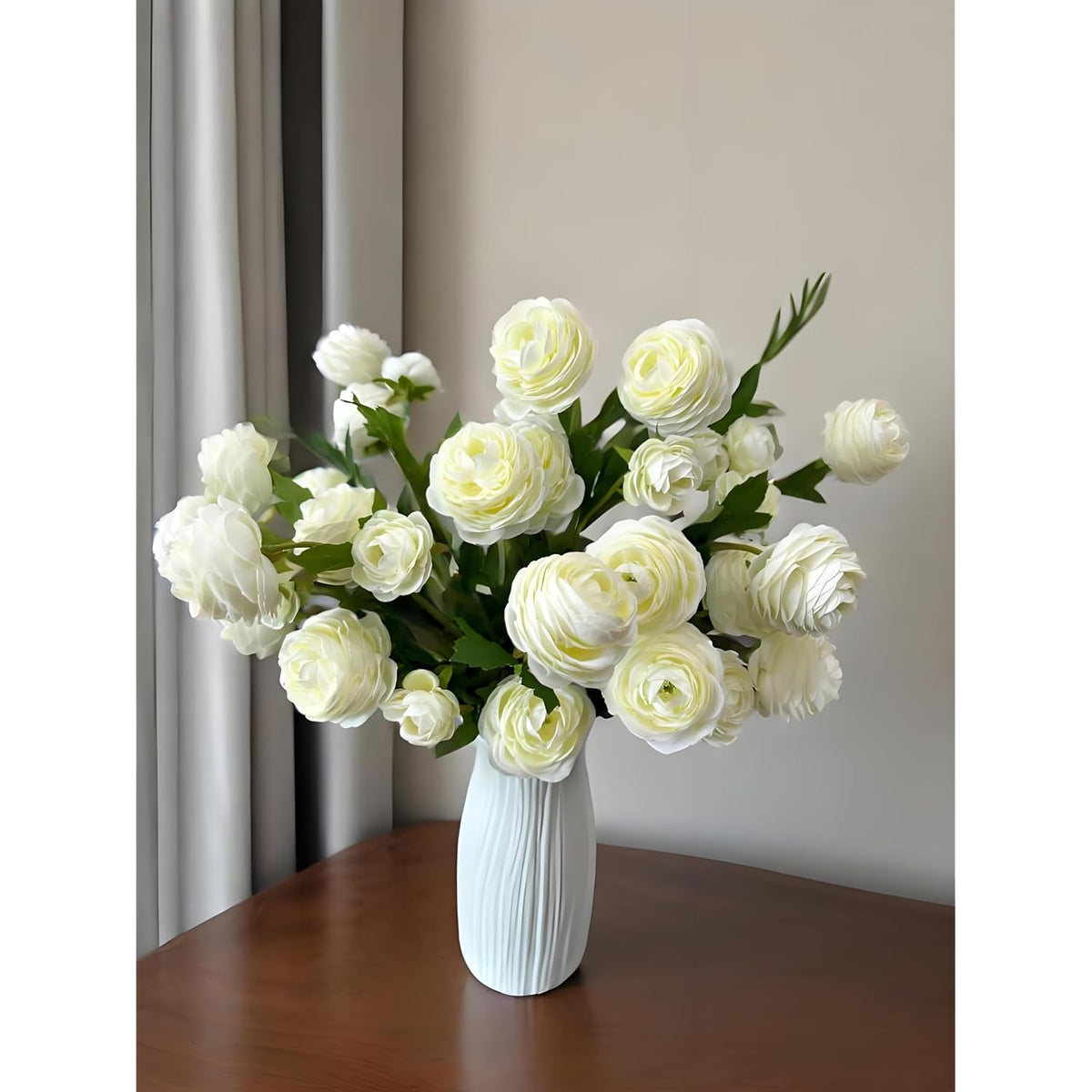 12Pcs Artificial Ranunculus Flowers – 36 Head 16.5" Silk Ranunculus Flowers Bouquets For Home Decor, Wedding Bridal Shower Centerpieces, And Diy Floral Arrangements (White)
