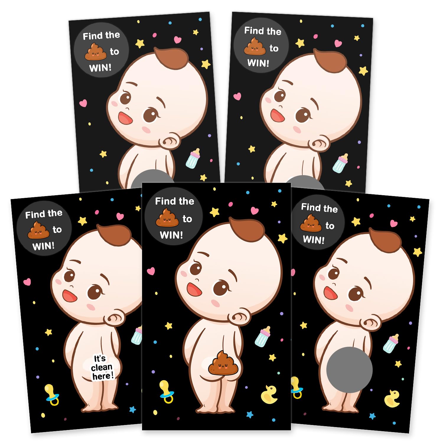 Baby Shower Games - 40 Raffle Cards, Prizes & Ice Breaker Activities - 3 Winners, 4 Loser Card Designs - Boys (Black)