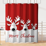 Merry Christmas Shower Curtain Christmas Elk Bathroom Curtain Xmas Cut Reindeer Red White Shower Curtains For Bathroom Winter Holiday New Year Farmhouse Shower Curtains With Hooks 72X72 Inch
