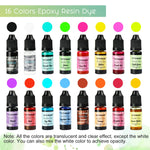 Epoxy Resin Paint Pigment 16 Color Concentrated Liquid Epoxy Resin Dye, Colorant For Resin Coloring, Resin Jewelry, Resin Art Crafts Diy Making (Each 0.35Oz)