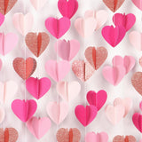 Rose-Gold Hot-Pink Party-Decorations Heart Garland - 39Ft Galentines Valentines Day 3D Wedding Bridal Shower Hanging Paper Streamers Banner,Baby Girl Birthday Bachelorette Mohters Decor