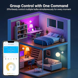 Smart Light Bulbs 4 Pack A19 E26 RGB Color Changing WiFi Bluetooth Alexa Google Compatible