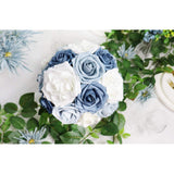 Artificial Flowers Dusty Blue Flowers Combo Wedding Flowers For Diy Bouquets Centerpieces Floral Arrangements Bridal Shower Baby Shower Party Home Decorations (Demure Dusty Blue)