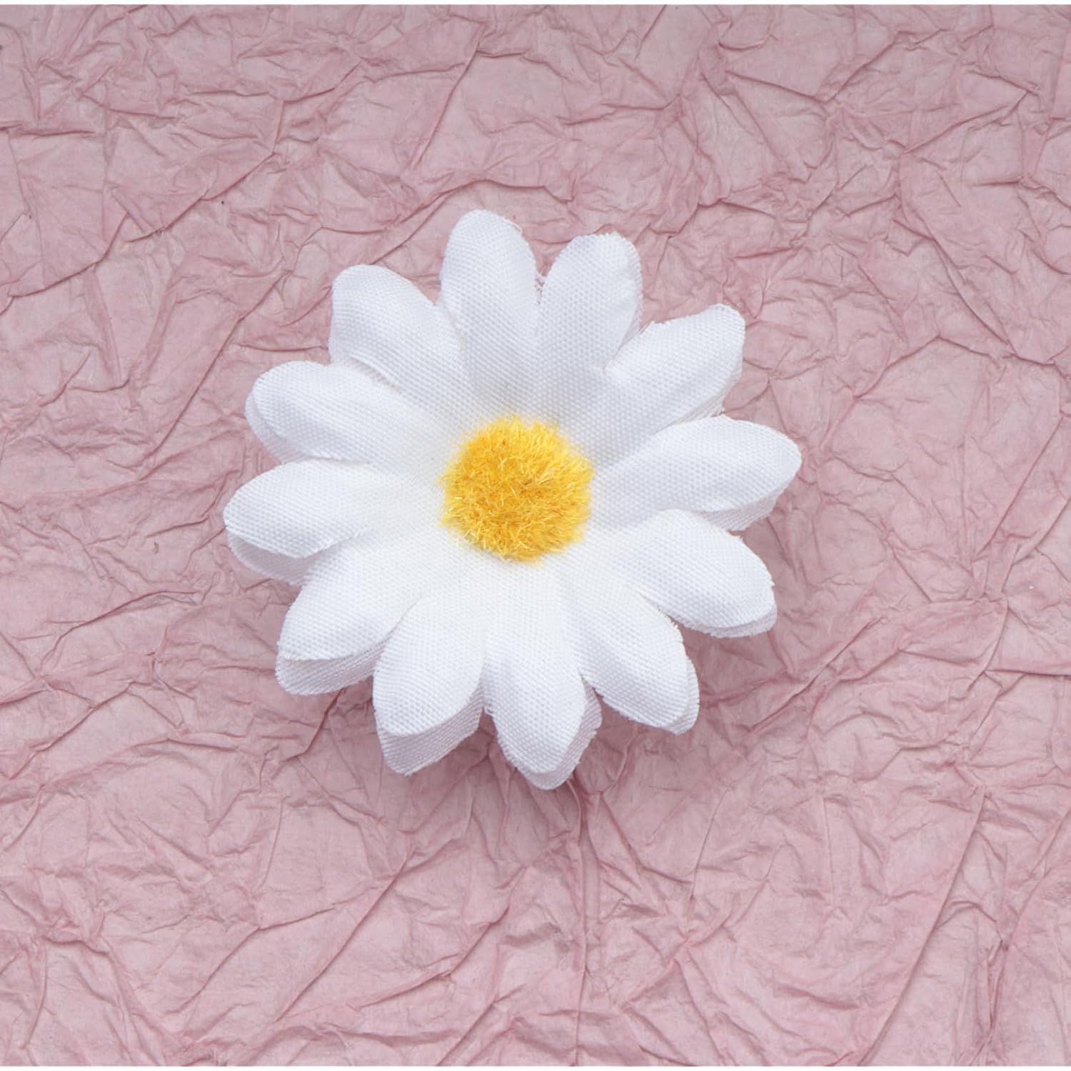 50 Pcs Daisy Flower Head 4 Cm Artificial Chrysanthemum Silk Sunflowers For Wedding Bride Party Home Diy Crafting Decoration (White)