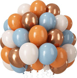 Burnt Orange Blue Balloons Terracotta Gold White Fall Thanksgiving Party Decorations