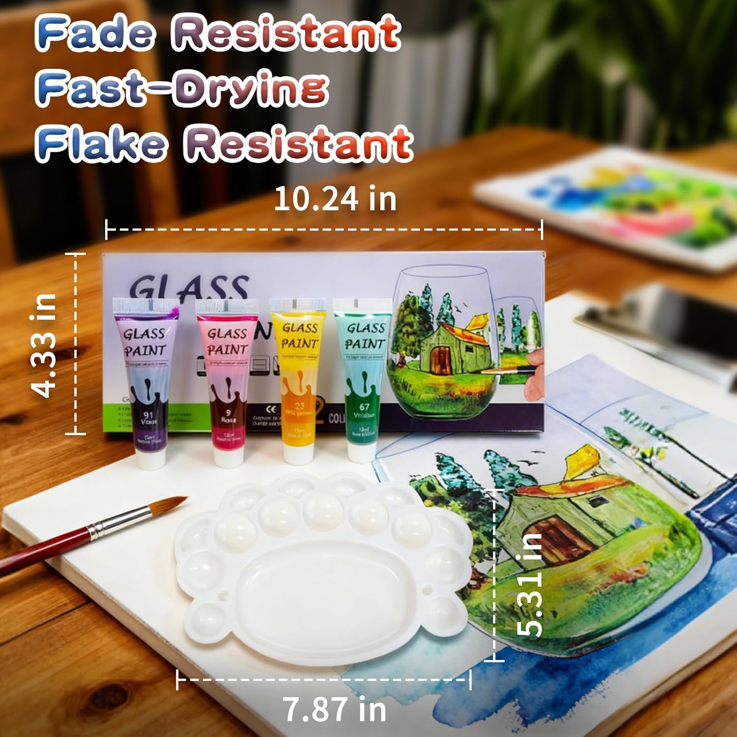 Glass Paints For Glass Painting 12 Color Stained Glass Ceramic Enamel Paint Set Non Toxic Quick Dry Waterproof Art Supplies 0.42 Fl Oz