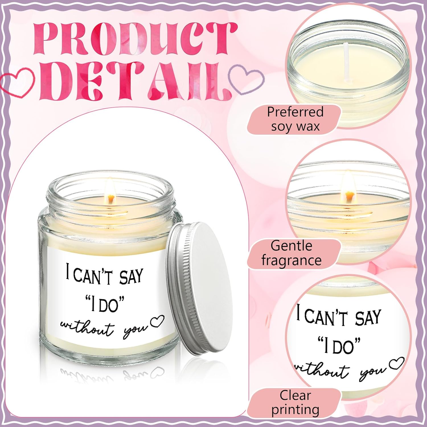 6 Pcs Bridesmaid Proposal Gifts I Can'T Say I Do Without You Candles Bridesmaid Gifts Natural Soy Wax Candles For Bridesmaids Friend Wedding Gift 4 Oz