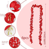6 Pcs Wisteria Flower Garlands Red Artificial Wisteria Hanging Flowers 6.7 Feet Silk Flowers Vines Hydrangea Garland For Backdrop Wedding Arch Party Outdoor Home Wall Garden Table Decor