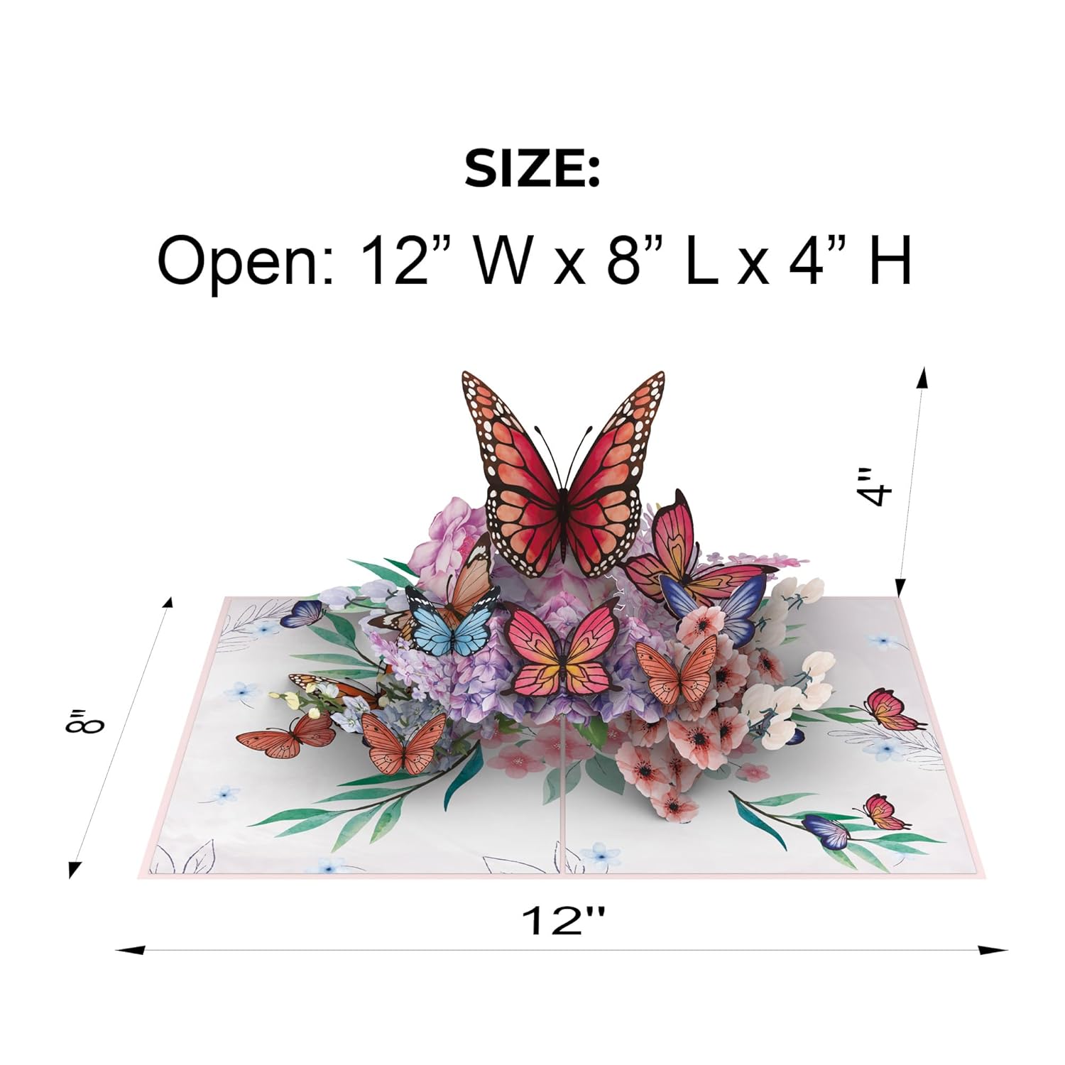 Pink Butterfly Paradise Pop-Up 3D Greeting Card 6" X 8" – Beautiful Design For Birthdays, Anniversaries, Weddings, And Get Well Wishes – Ideal For Mom, Wife, Daughter, Sister, And Friend Notecard