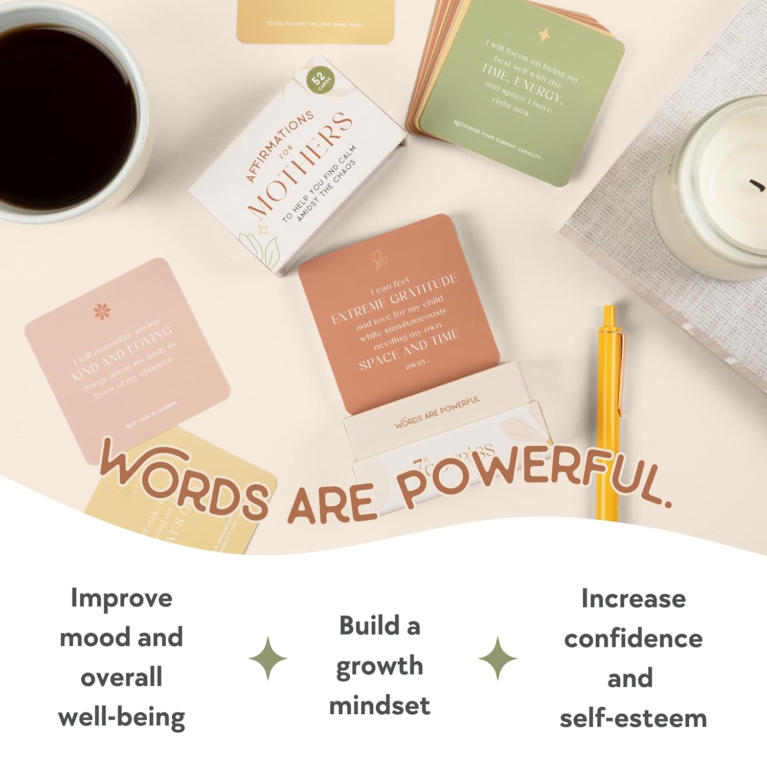 52 Daily Positive Affirmation Cards For Moms, Inspirational First Mother'S Day Gifts For New Mom Postpartum, Mindfulness Cards To Provide Encouragement For Motherhood