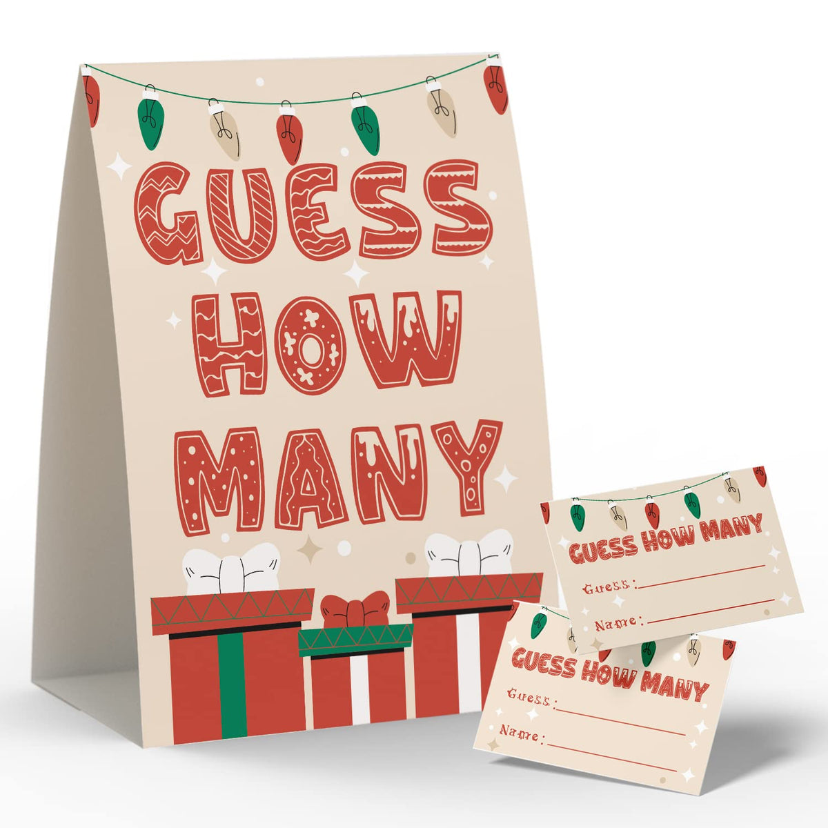 How Many (1 Double-Sided Printing Sing & 50 Game Cards), Christmas Decorations, How Many Kisses, Christmas Ideas, Christmas Party Games, Baby Shower Games | Cm003R