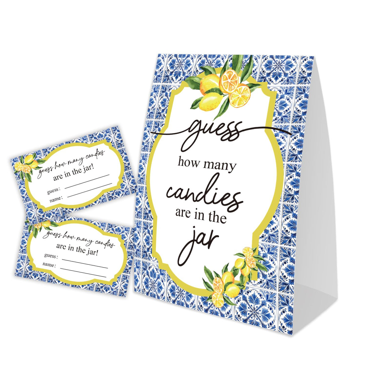 Lemon How Many Candies Game, Baby Shower Games, Pack 1 Sign And 50 Game Cards, Baby Shower Decoration, Party Games Activities(Zjcg05)