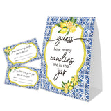 Lemon How Many Candies Game, Baby Shower Games, Pack 1 Sign And 50 Game Cards, Baby Shower Decoration, Party Games Activities(Zjcg05)