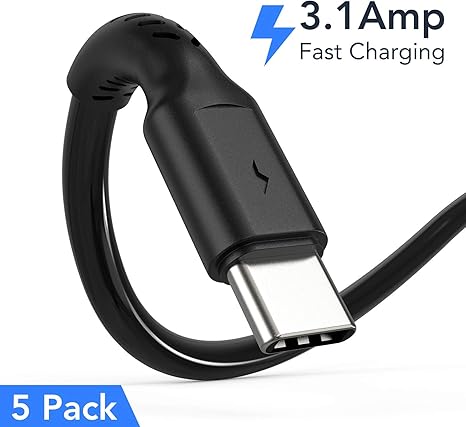 5 Pack 6 Inch Short USB A to USB C 3A Fast Charging Cables for Samsung OnePlus LG
