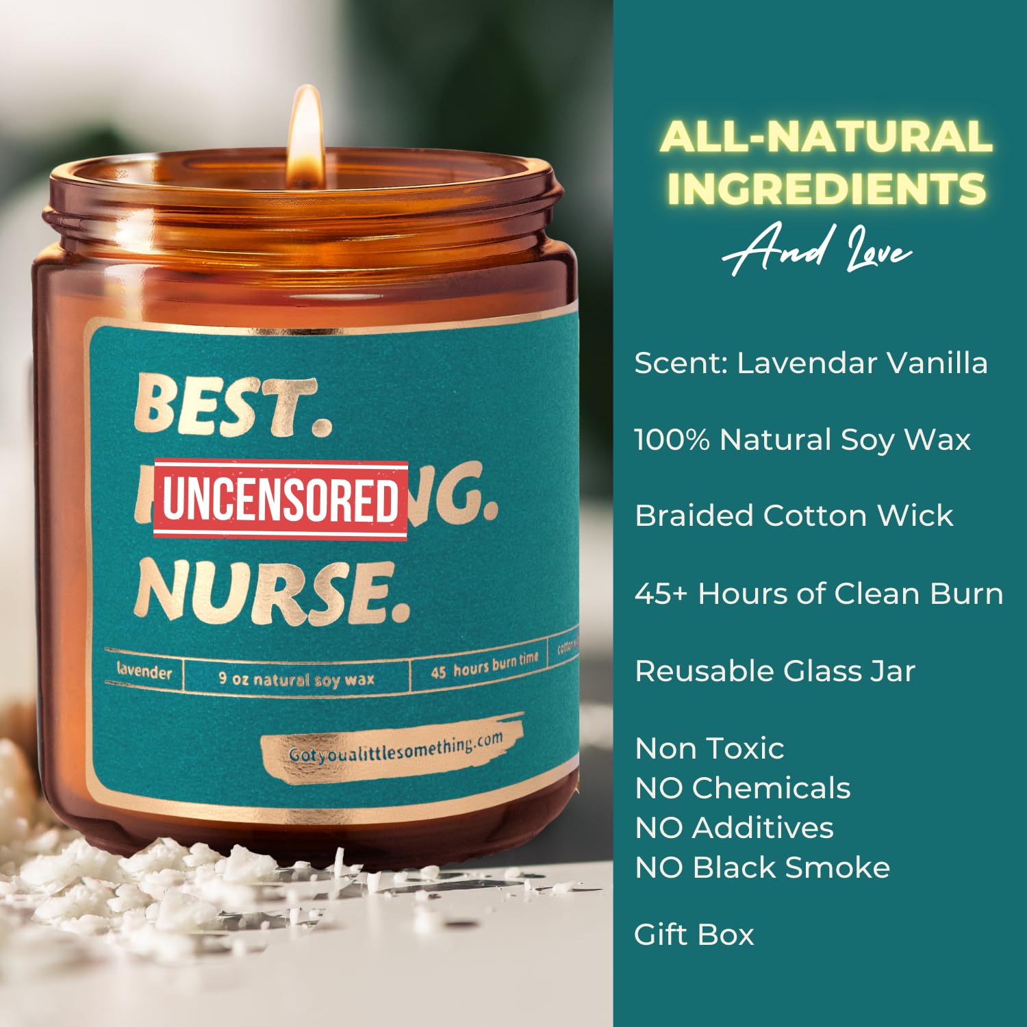 Nurse Gifts For Women - Funny Lavender Vanilla Soy Candle - Best Nurse Ever Gift For Rn Lpn, Nursing School Student For Galentines Day, Graduation, New Job | Cool Nurses Thank You Appreciation Present