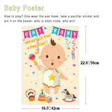Pin The Pacifier On The Baby Poster, Party Games For Adult, Gender Reveal Decorations Cute Baby Shower Party Decorations