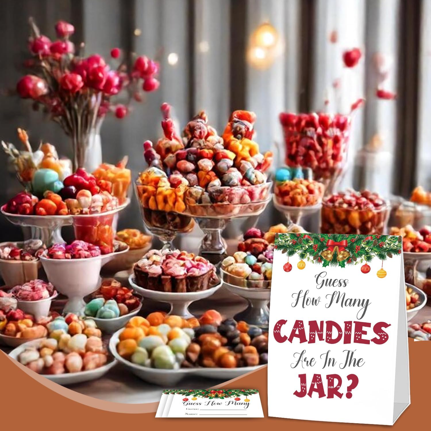 Christmas How Many Candy For Baby Shower Game, Christmas Party Decorations, Pack 1 Sign And 50 Game Cards, Christmas Baby Shower Games, Gender Neutral Party Supplies(Sdtgyx02)
