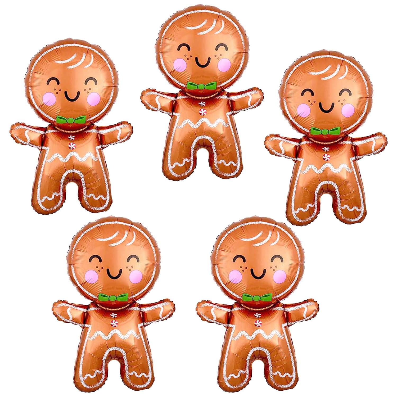 10Pcs Christmas Balloons Decorations Large Gingerbread Man Helium Balloons Red Candy Foil Mylar Balloons For Winter Themed Christmas Holiday Birthday Baby Shower Party Decorations Supplies