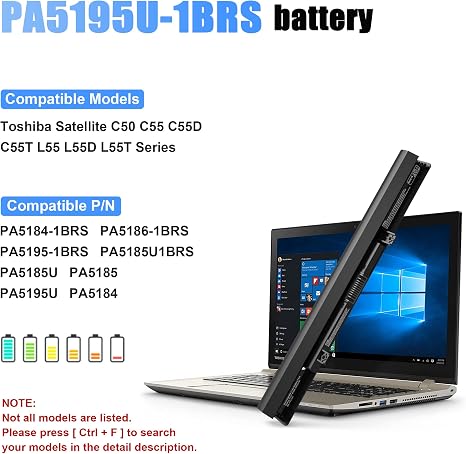 Toshiba PA5185U 1BRS Laptop Battery Replacement for Satellite C55 C55D S55 L55