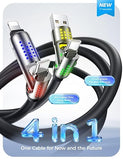 240W 4 in 1 Charging Cable 6.6FT MFi Certified USB C to Lightning Multi Charger for iPhone MacBook iPad Samsung