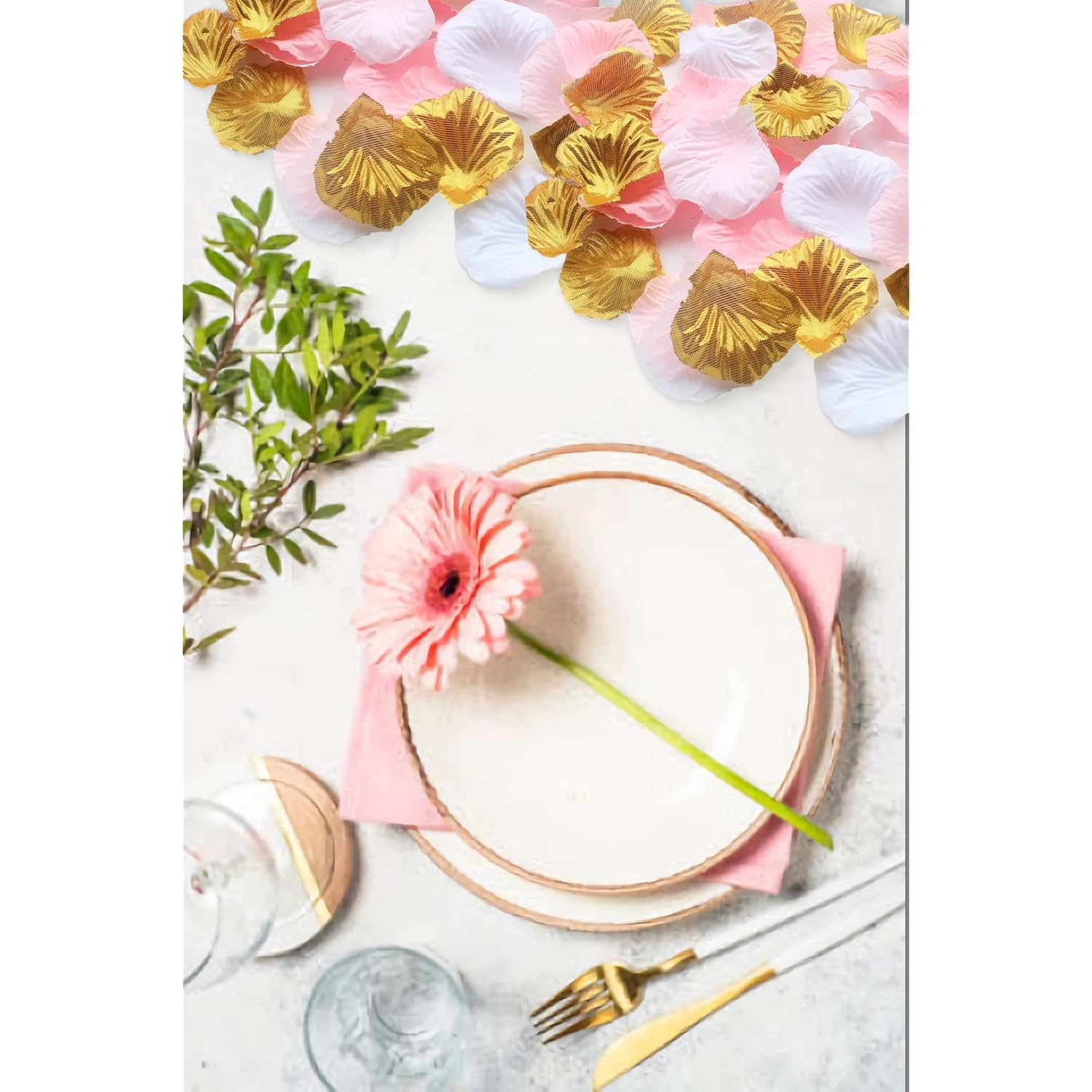 1200Pcs Mixed Pink Gold White Wedding Flower Centerpieces Artificial Flower Table Confetti Scatters Flower Girl Basket Filler Aisle Decor Favor