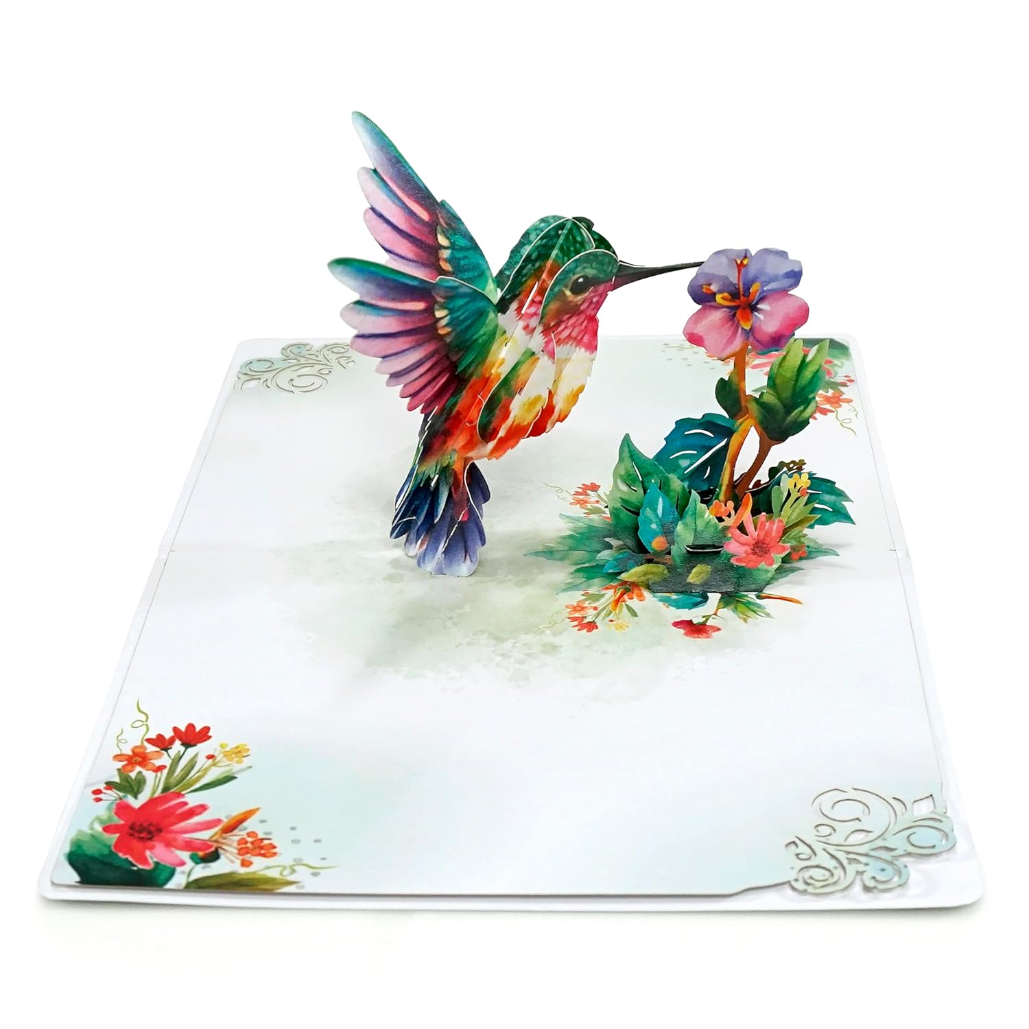 Cutpopup Hummingbird Birthday Card Pop Up, Mothers Day, 3D Popup Greeting Card (Hummingbird Purple Flower)