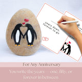 Wedding Anniversary Penguin Pebble Gift - Years Down, Forever To Go” Card & Happy Anniversary Box – Unique Gift For Husband, Wife, Boyfriend, Girlfriend – 1St 10Th 25Th 50Th