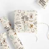 6 Sheets Happy Birthday Wrapping Paper - Not Roll - Western Cowboy Gift Wrap Paper Folded Flat For Wild West Rodeo Birthday Diy Crafts, 19.7 X 27.6 Inch