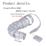 Christmas Tree Decorations 66Ft 200 Led Sliver Ribbon Fairy Lights Battery-Powered Copper Wire Bows For Christmas New Ye