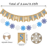 Let It Snow Burlap Banner Winter Snowflake Garland Bunting Xmas Be Merry Bunting Banner Blue White Snowflake Party Banner Merry Christmas Hanging Banner For Holiday Home Fireplace Mantel Decor