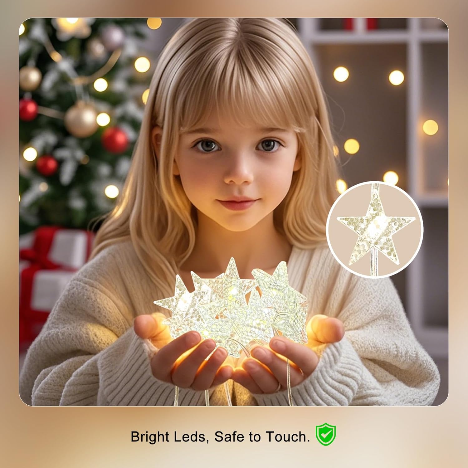 Star Curtain Lights, Warm White Window Lights 70 Stars Hanging Light With Remote Fairy Led Twinkle String Lights Home Be