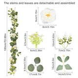6Ft Artificial Eucalyptus Flower Garland,Flower Garlands With 6 White Roses,Eucalyptus Garland With Flowers Use For Wedding/Table/Backdrop/Arch Birthday Party Indoor Outdoor Decor