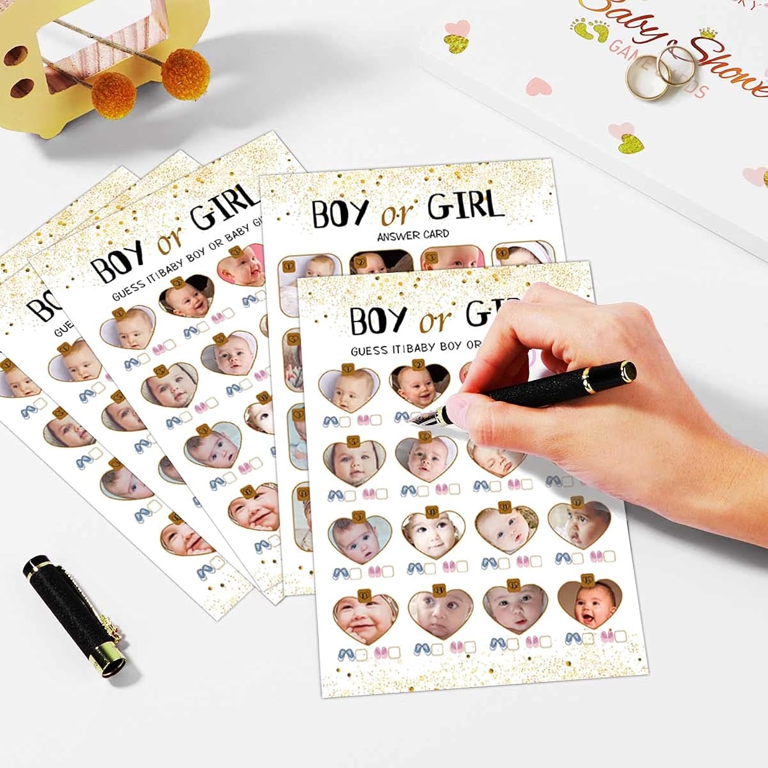Boy Or Girl Baby Shower Game-31 Cards(Including Answers),Gender Reveal Party,For Mom, Dad, Kids, Women, Men, Gender Neutral Unisex Set