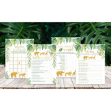 Jungle Baby Shower Games - 25 Each - Bingo, Find The Guest, The Price Is Right, Who Knows Mommy Best - Jungle Animals Theme - Printed Front And Back, 1 Game Per Side