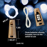 Wine Bottle Lights With Cork, 20 Leds 6.6 Feet Silver Wire Cork Bottle Lights,Fairy Mini String Lights,For Diy Jar Hallo