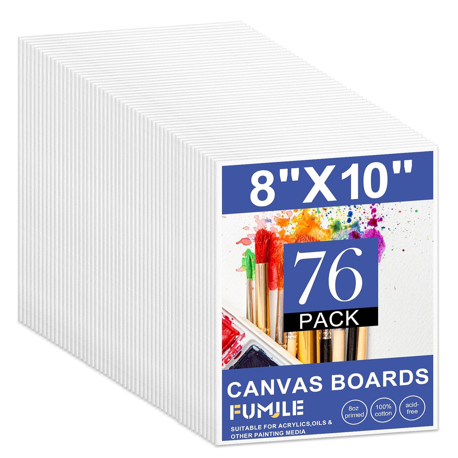 Canvas For Painting 8X10, 76 Pack Canvas Boards For Painting Primed Acid Free Canvas Value Pack For Beginners & Artist, Canvas Bulk For Classroom And Painting Parties.