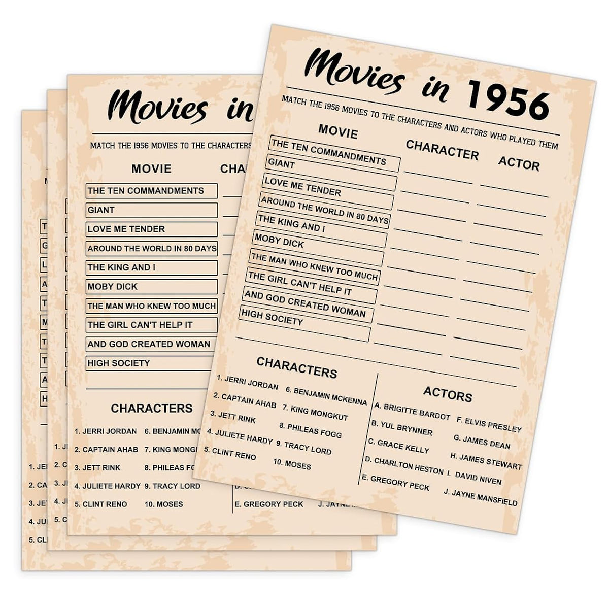 70Th Birthday Party Games, Movies In 1956 Games, Birthday Party Supplies For Adults, Fun 1956S Party Game?Pack Of 30 Cards