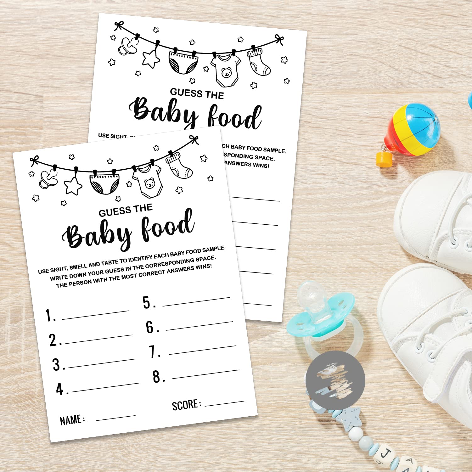 Baby Shower Game, Guess The Baby Food Baby Shower Game, Gender Reveal Party Supplies, Baby Shower Decorations, Baby Shower Party Games Supplies & Activities, 30 Game Cards Included