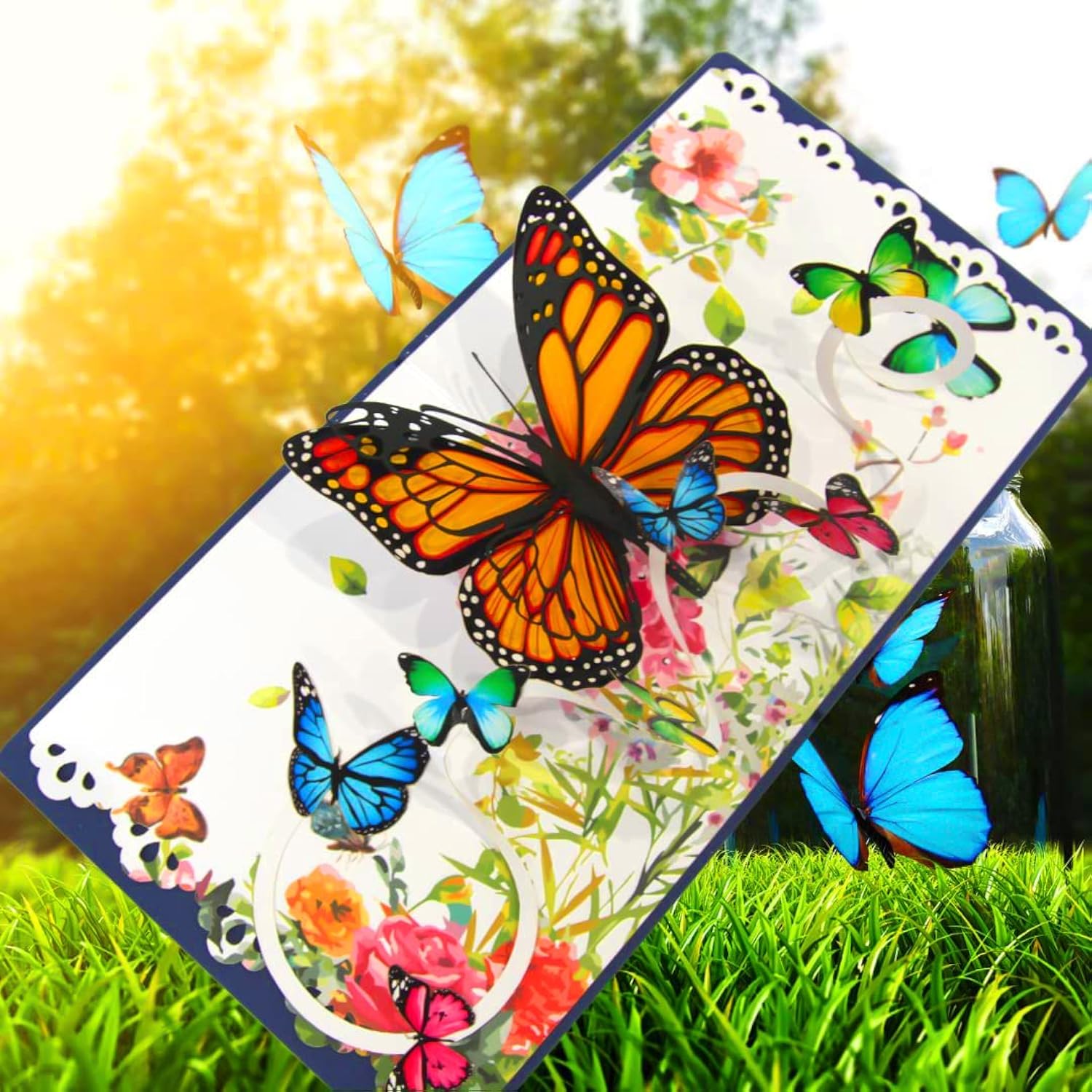 - Colorful Monarch Butterflies Design - Handmade Card On Birthday, Mother’S Day, Anniversary, Anniversary Card - Perfect Present, Table Decor 6’’X6’’