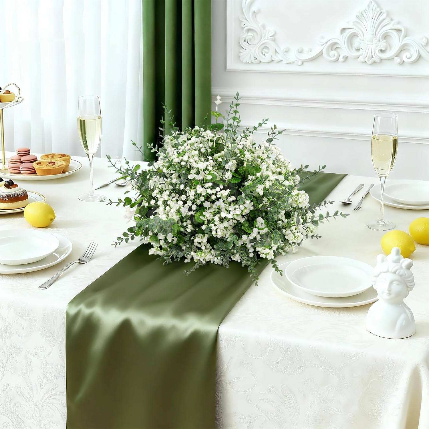 110 Pcs Real Touch Baby'S Breath & Eucalyptus Stems Mixed Bulk - 30 Artificial Baby Breath Flowers + 80 Faux Silver Dollar Eucalyptus Leaves For Wedding Bouquets, Centerpieces, Diy Floral Arrangement