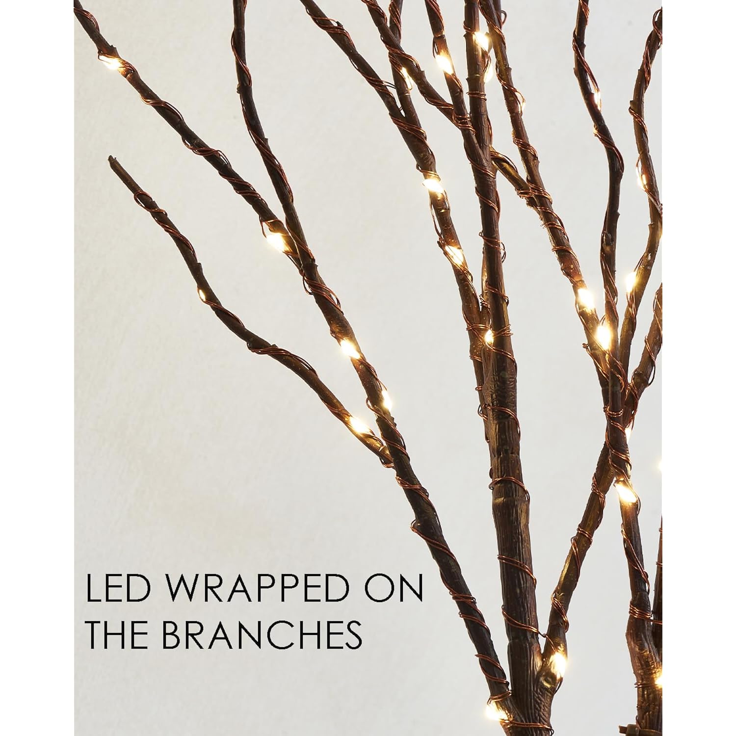 Lighted Branches For Vase 32In Tall 150 Led Plug In, Brown Artificial Willow Lights With Timer Home Christmas Party Mantle Decor
