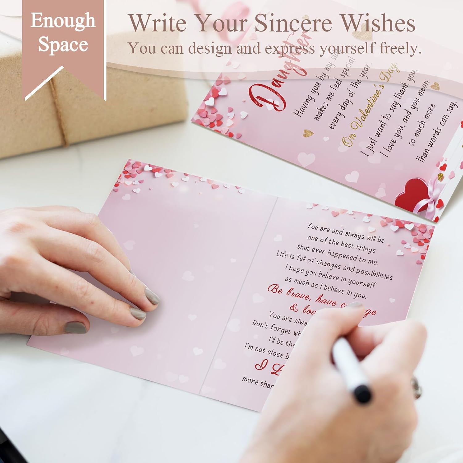 Sweet Valentine'S Day Card For Daughter, Poem Daughter Valentine Day Card From Mom Dad, Happy V-Day Cards Gift From Parents For Kid