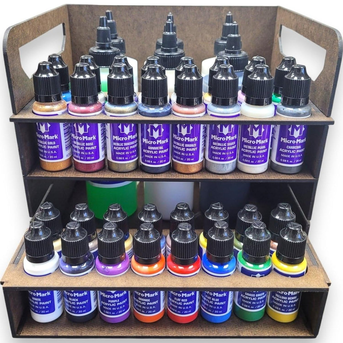 Micro-Mark Acrylic Paint Set with Storage Rack, 16 Colors, Metallic and Standard Finishes, Made in USA