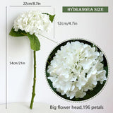 2Pcs Long Stem Big Size Flowers Artificial Silk Hydrangea Lifelike Flowers Real Touch White Artificial Flowers Wedding Shower Bride Bouquets Office Living Room Table Decorations (21 Inch)