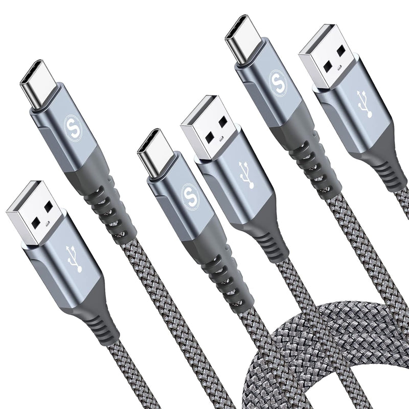 Usb Type C Charger Cable [3-Pack,10Ft+6.6Ft+3.3Ft] Iphone 15 Charger Nylon Bra