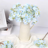 Blue Artificial Flowers For Decoration 2 Bouquets Fake Forsythia Flower 8Pcs Lifelike Jasmine Silk Flowers For Wedding Centerpiece Jasmine Flower Bouquet Garden Home Party Decor(Blue)