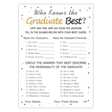 Graduation Party Game Cards - Who Knows The Graduate Best (36-Pack)- Graduation Party Collection Grad Celebration Party Supplies For High School/College/Senior School