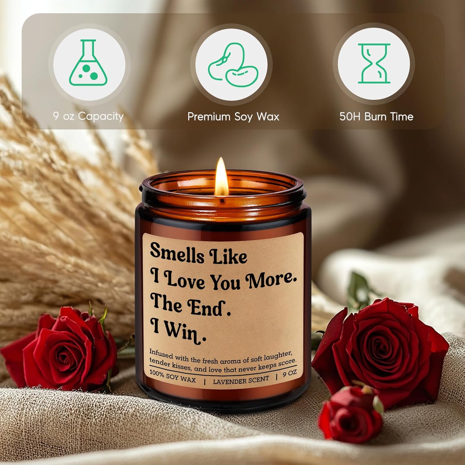 Valentines Candle, I Love You More Gifts For Him, Her - Cute Valentines Day Gifts For Bf, Gf, Husband, Wife - Funny Anniversary, Birthday Presents For Girlfriend, Boyfriend, Couples, Women, Men