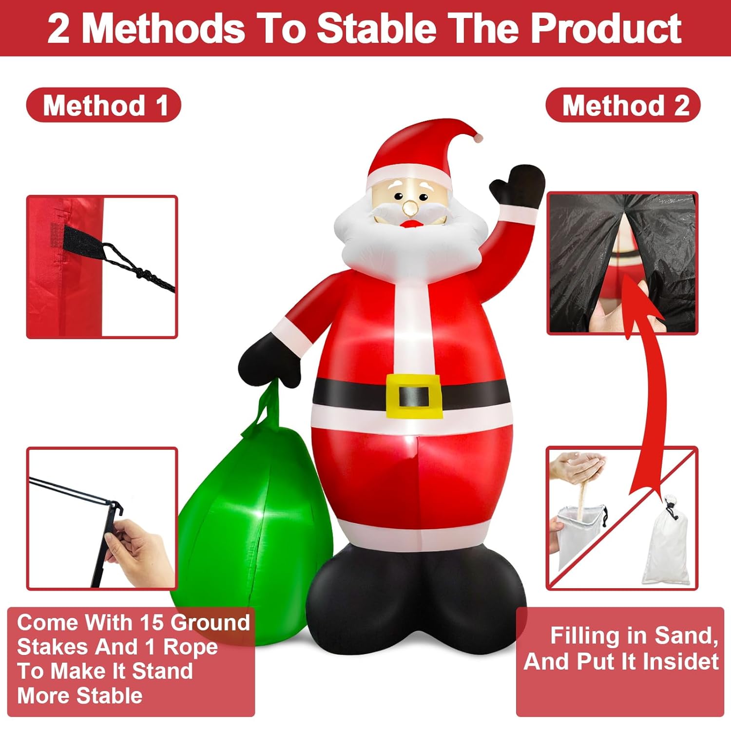 14 Feet Giant Christmas Inflatable Decorations Outdoor Santa Claus With Gift Bag Led Lighted Blow Up Yard Decor For Lawn